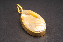 Fossilised Druzy Shell Pendant Necklace, Gold Plated Textured Sterling Silver, Unique Crystal Jewelry, Artisan Gift