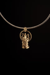 Amulet Hindu LORD GANESHA elephant Statue Talismas - Gold Plated Brass Cast - Pendant Necklace