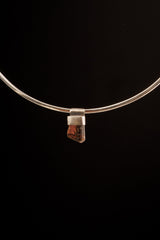 Gemmy Olive Brown Black Tourmaline - Stack Pendant textured & oxidised - 925 sterling silver - Crystal Necklace