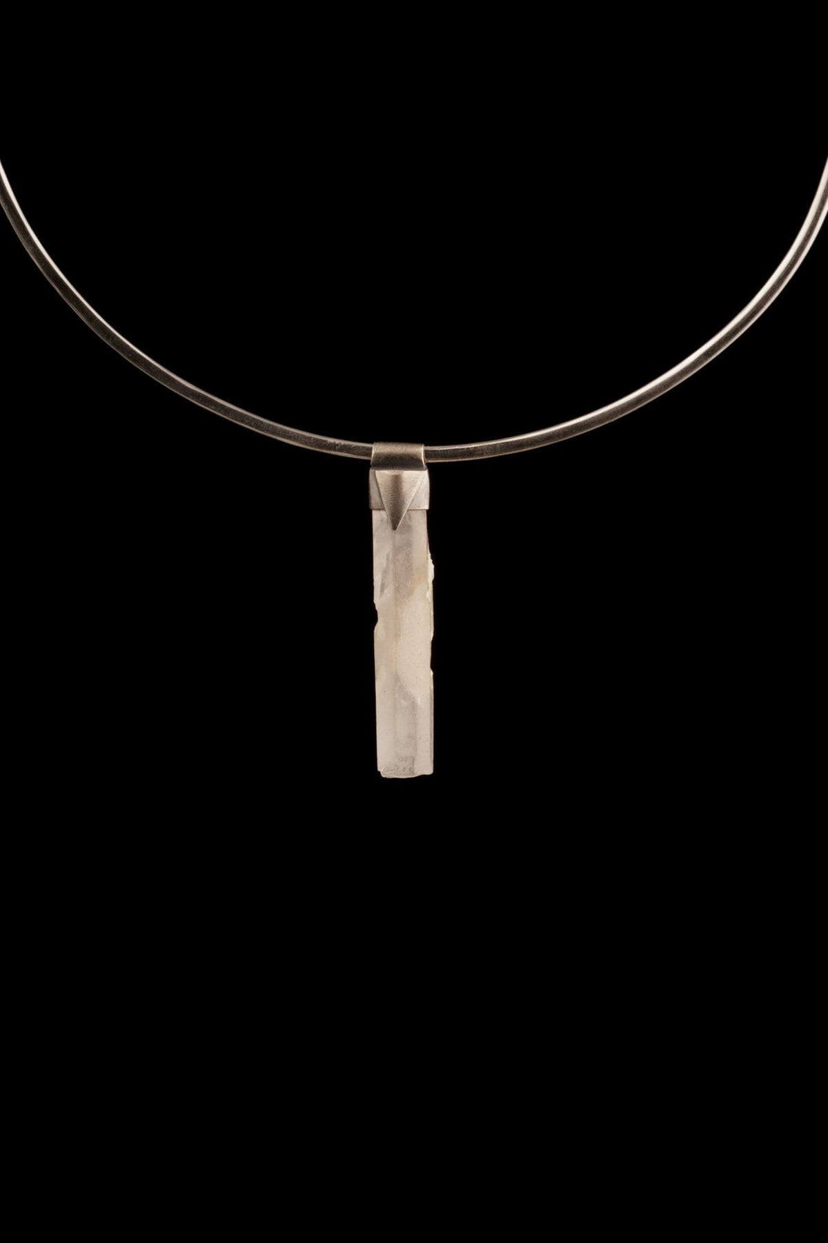 Speciality Durzi inclusion Himalayan Quartz specimen - Stack Pendant textured & oxidised - 925 sterling silver - Crystal Necklace