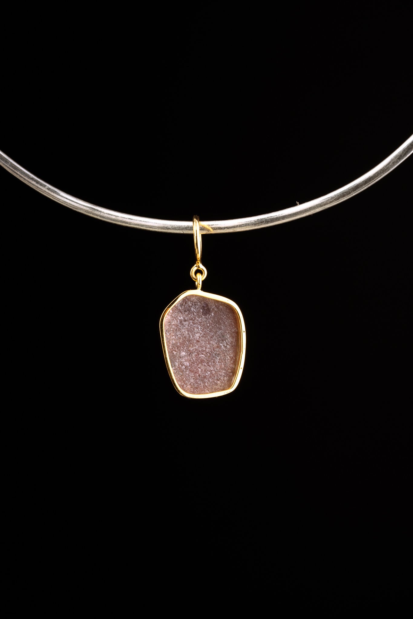 indian Ruby with lots of record keepers & black Mika inclusion pendant - Gold Plated Sterling Silver - Crystal Necklace