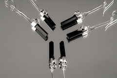 Raw Black Tourmaline Sticks & Herkimer Diamond - 925 Sterling Silver - Dangle Earring