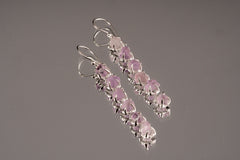 6 Raw deep purple Amethyst gem - Sterling Silver - Claw / Prong dangle hook crystal Earring