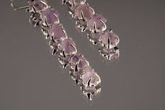 6 Raw deep purple Amethyst gem - Sterling Silver - Claw / Prong dangle hook crystal Earring