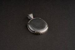 One Organically Shaped Pyrite - Crystal Pendant Necklace - 925 Sterling Silver - Strong hammered & textured finish