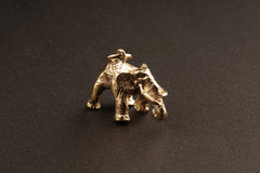 Buddhist Elephant Amulet - Gold Plated Brass Cast - Pendant Necklace