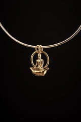 Amulet Buddhist Buddha's Raft Parable - Figure Statue Talismans - Gold Plated Brass Cast - Pendant Necklace