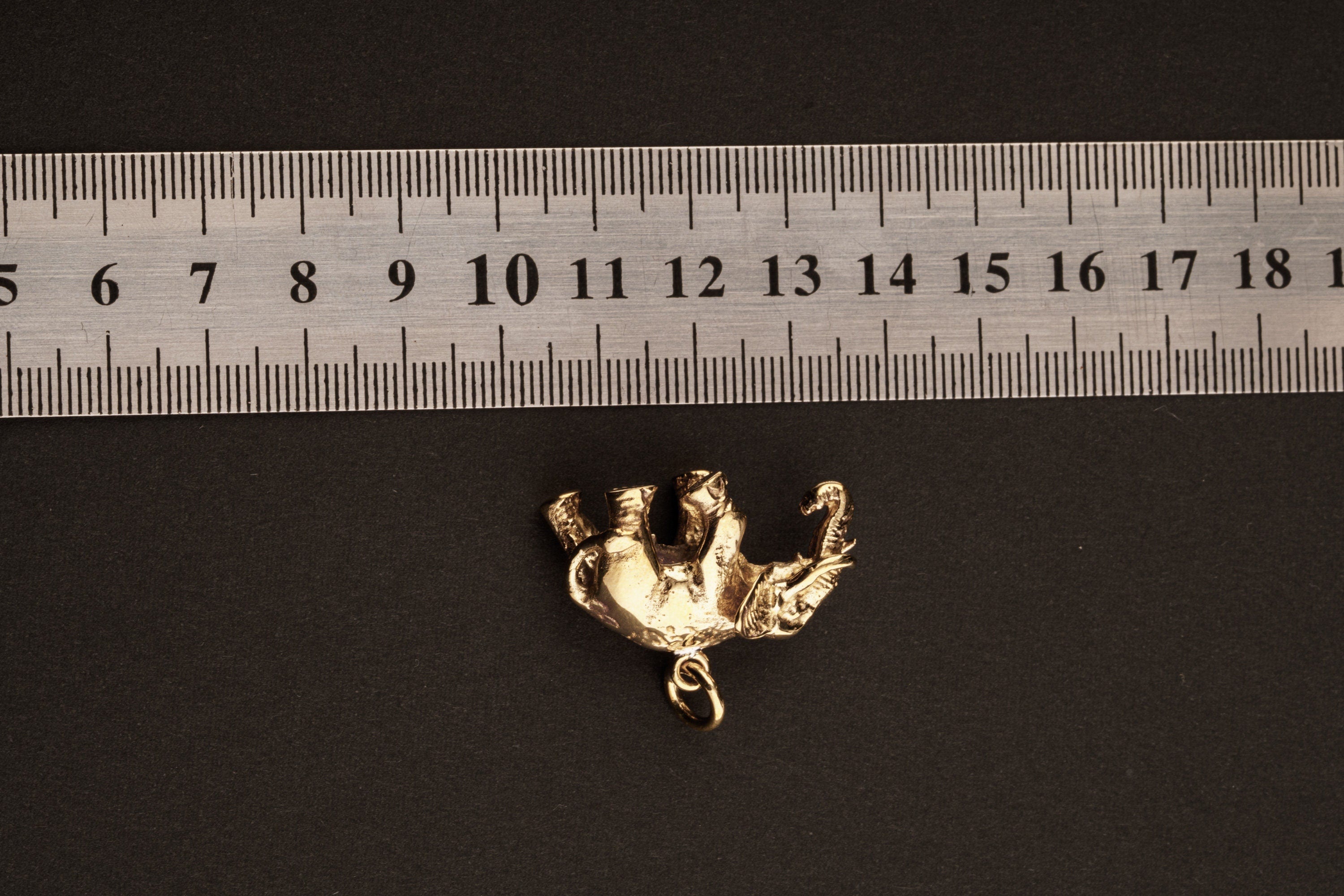 Buddhist Elephant Amulet - Gold Plated Brass Cast - Pendant Necklace