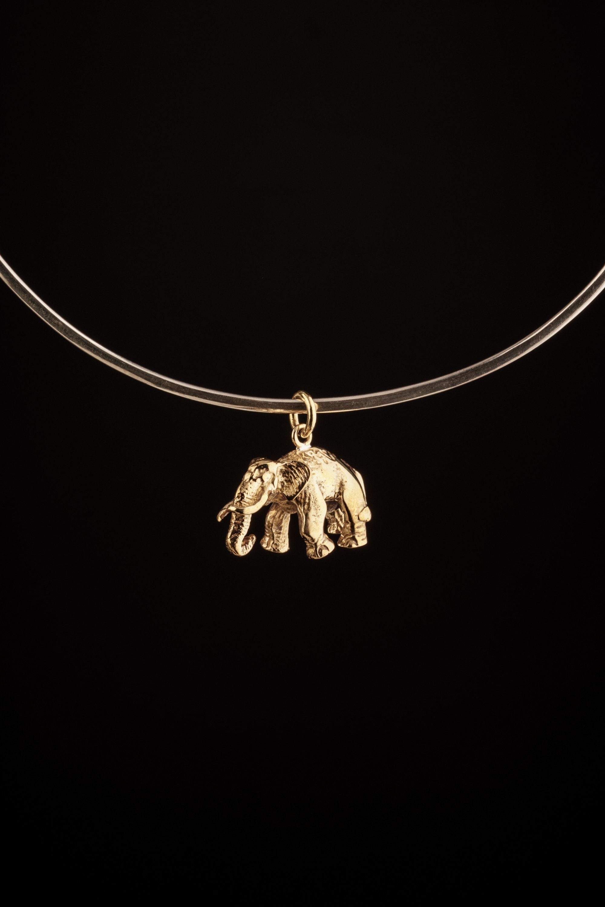 Buddhist Elephant Amulet - Gold Plated Brass Cast - Pendant Necklace