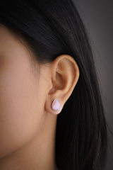 Gem Rhodochrosite Stud - organic shaped Pair - Sterling Silver - Polished Finish - Freeform Earring Studs