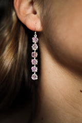 6 Raw deep purple Amethyst gem - Sterling Silver - Claw / Prong dangle hook crystal Earring