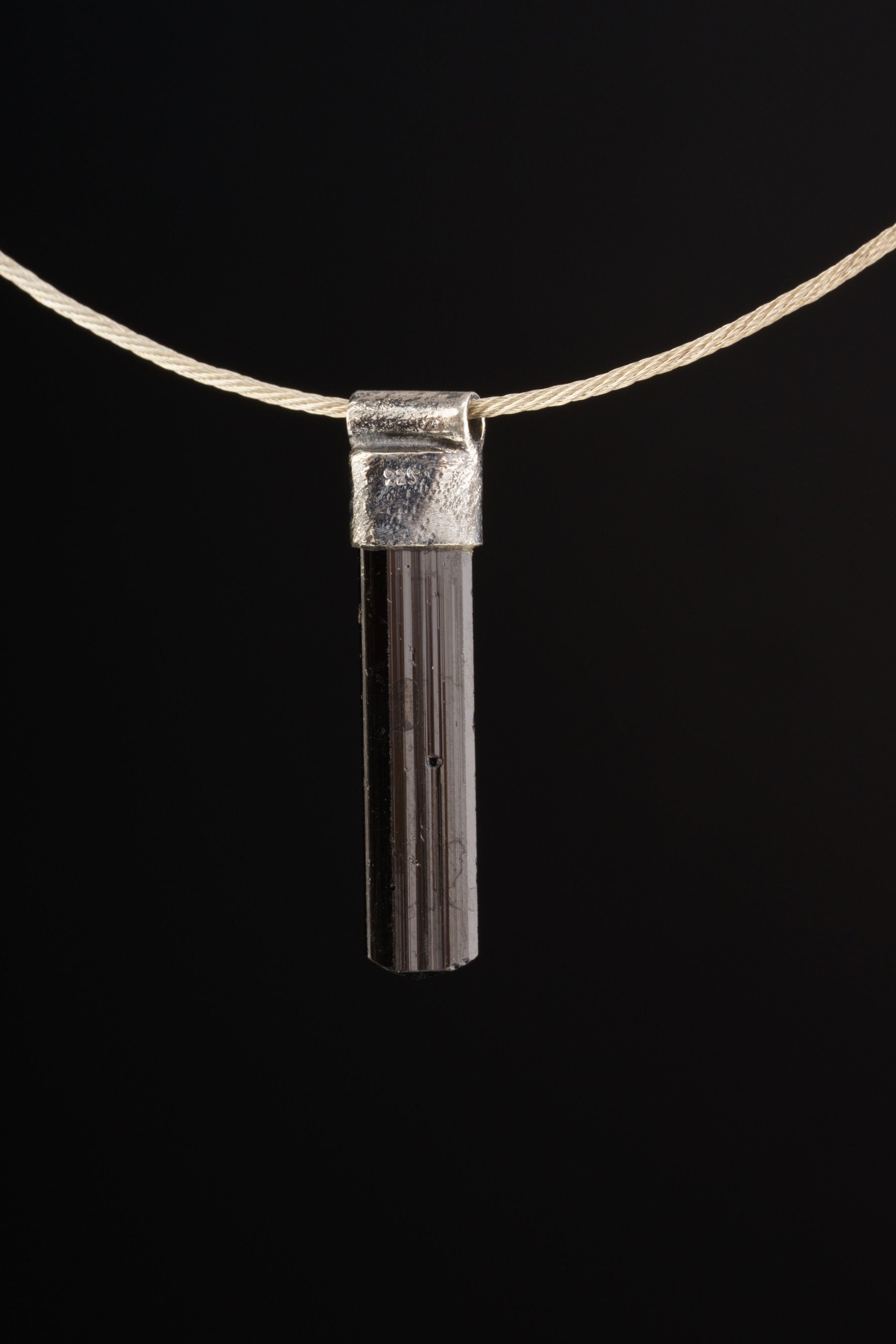 Black Terminated Tourmaline Specimen Stack Pendant, Textured & Oxidized Sterling Silver, Root Chakra, Capricorn, Protective , Unique Gift