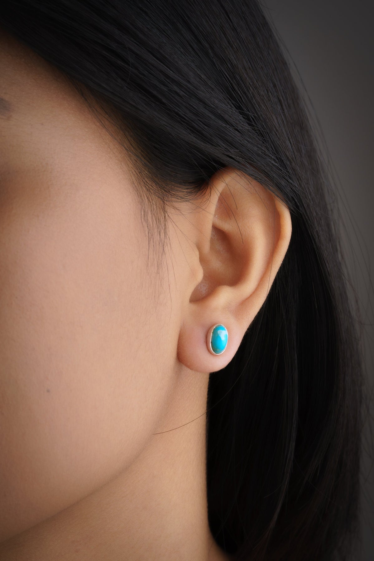 Turquoise - High Grade Old Cut American Sleeping Beauty Pair- Sterling Silver - High Shine - Freeform Earring Studs