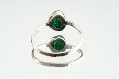 Gemmy Australian Fossicked rough Emerald - Stack Crystal Ring - Size 6 US - 925 Sterling Silver - Thin Band Hammer Textured