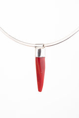 Red Ocean Bamboo Coral Pendant, Polished Sterling Silver Chili Pepper Charm, Stack Collection, Unique Spicy Jewelry Piece