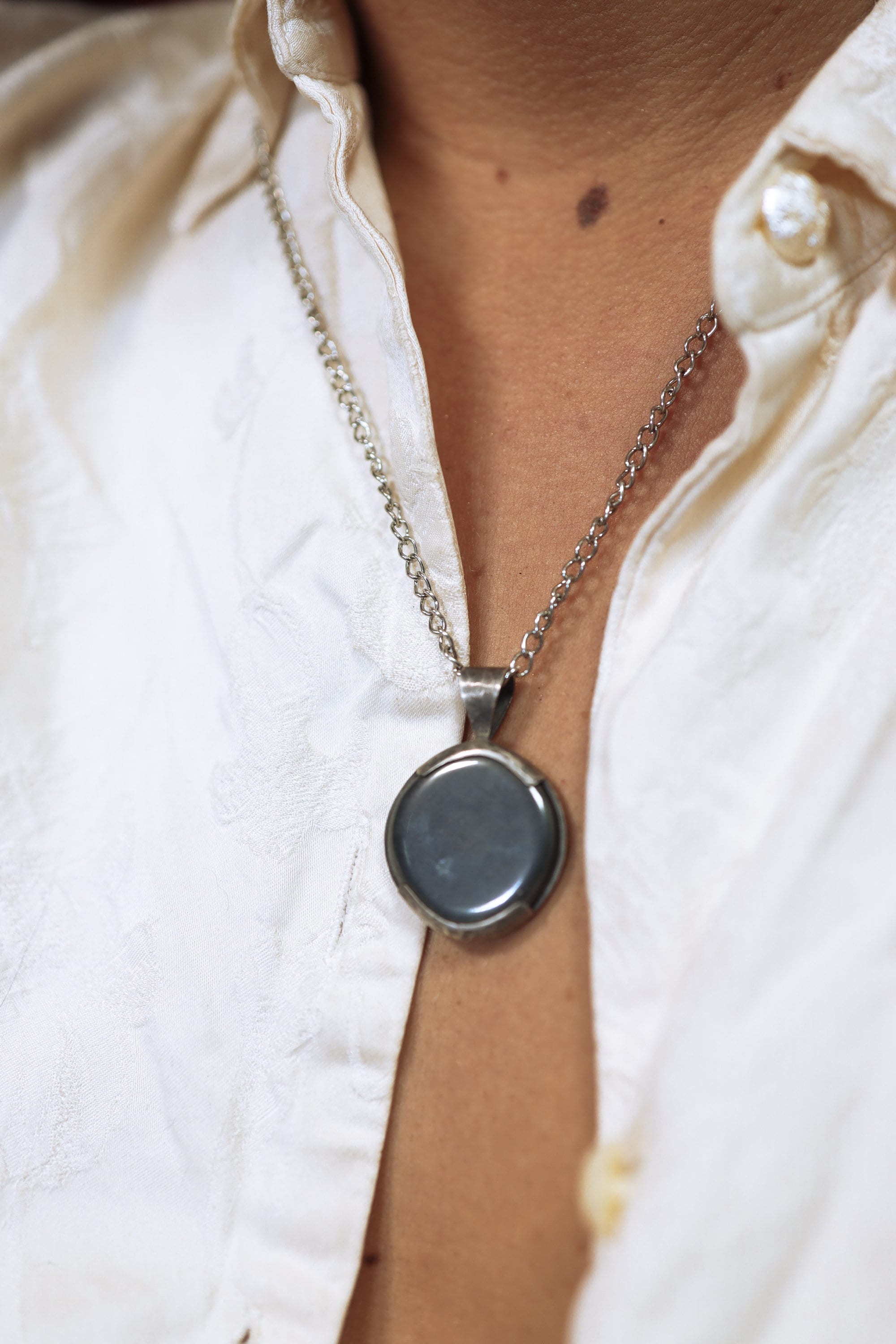 Shaped Pyrite Crystal Pendant, 925 Sterling Silver,Hammered & Textured Finish, Solar Plexus Chakra, Leo Zodiac, Protection and Confidence