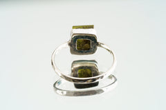 Natural River Found Australian Peridot - Thin Band Stack Ring - Size 6 US - 925 Sterling Silver - Hammer Textured