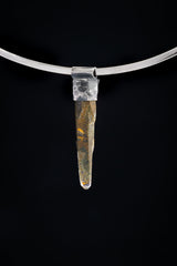 Collector Piece - NEPLAE Chloride inclusion Laser Quartz Point - Stack Pendant - Textured & Oxidised 925 Sterling Silver - Crystal NO.19