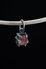 Raw Gemmy Pink Tourmaline Rubellite - Oxidised Sterling Silver - Strong Claw Wire Setting - Hammer Textured - Pendant Crystal Necklace