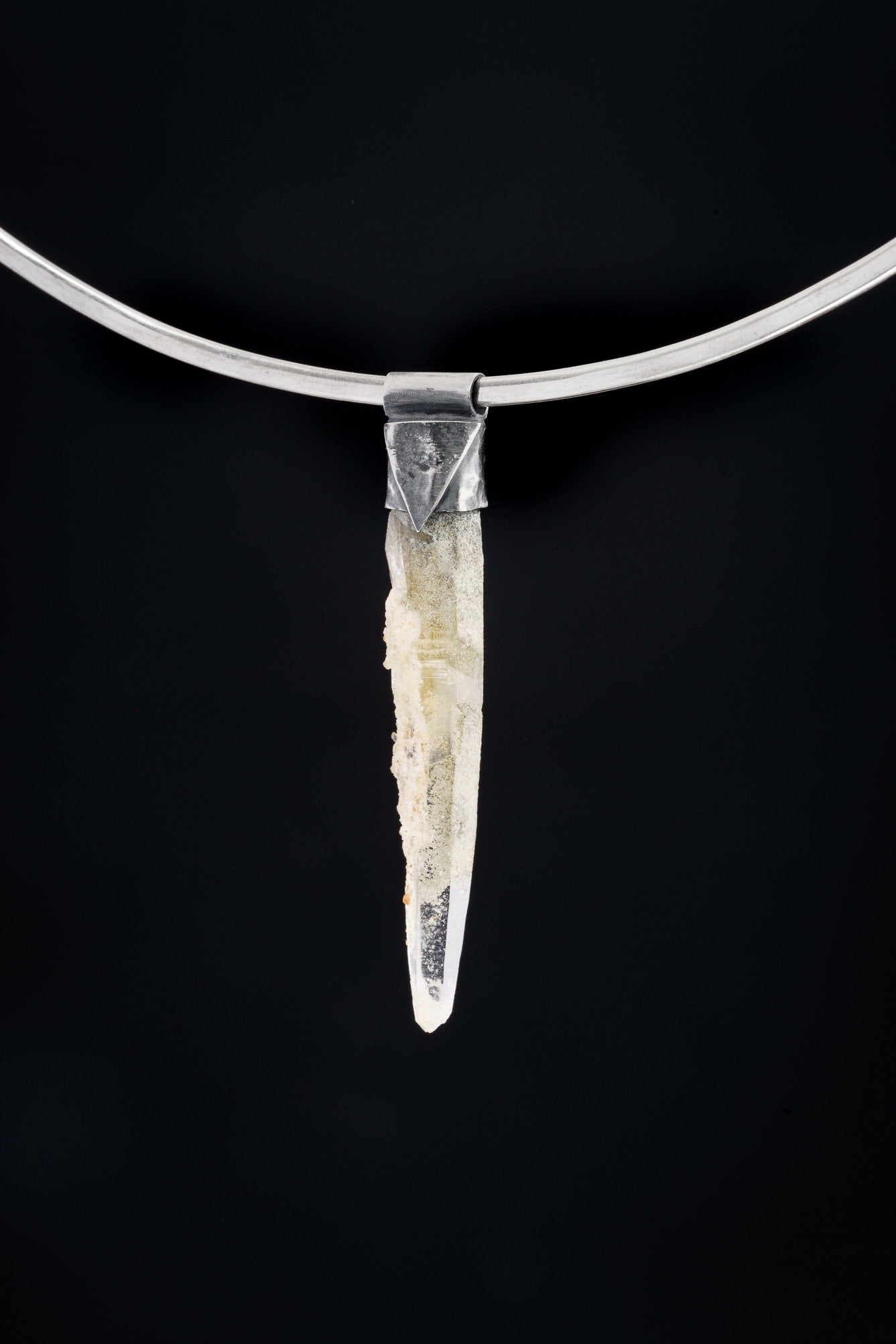 Collector Piece - NEPLAE Chloride inclusion Laser Quartz Point - Stack Pendant - Textured & Oxidised 925 Sterling Silver - Crystal NO.10