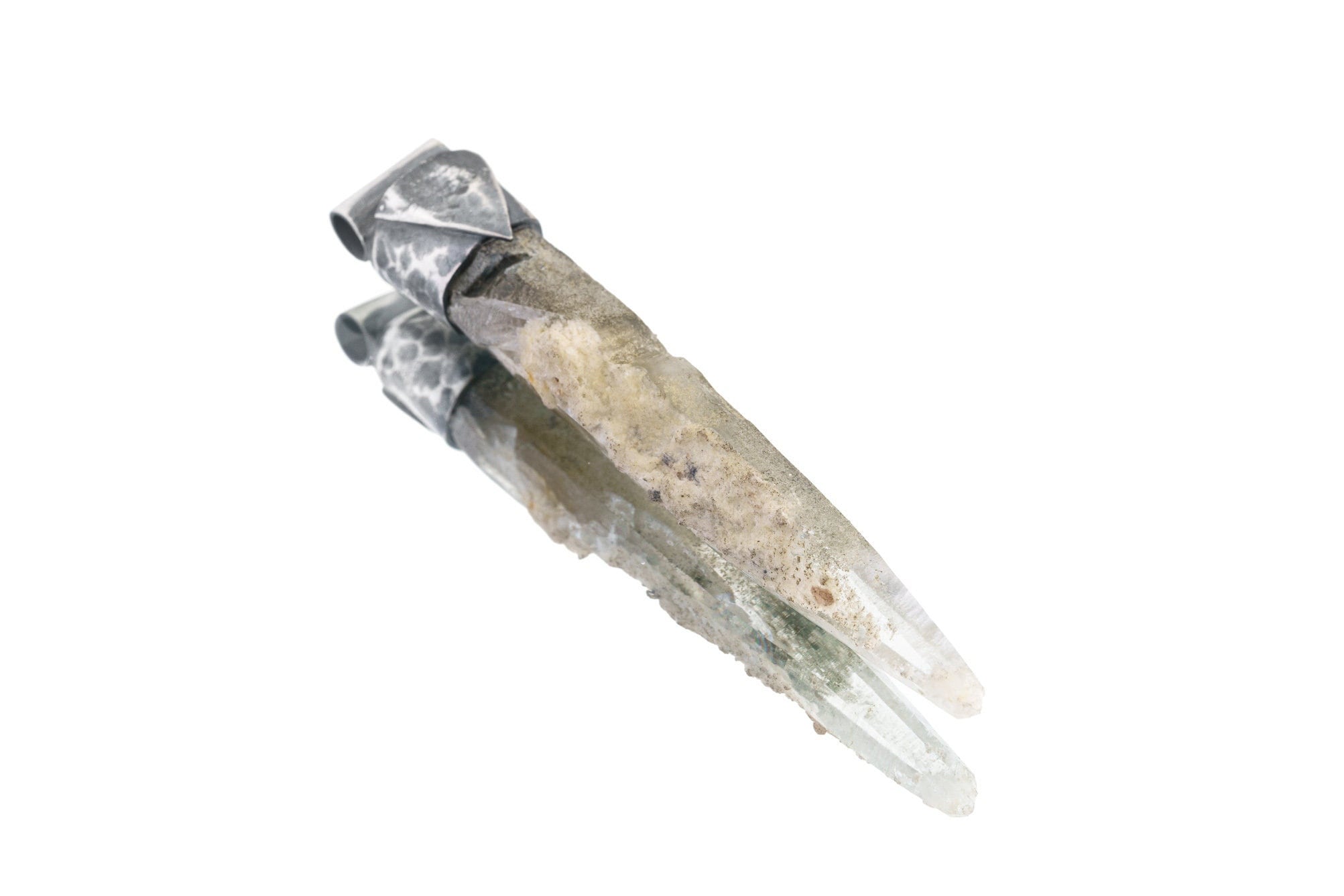 Collector Piece - NEPLAE Chloride inclusion Laser Quartz Point - Stack Pendant - Textured & Oxidised 925 Sterling Silver - Crystal NO.10