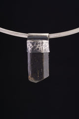 Big Himalayan Terminated Black Dravite Tourmaline Stack Pendant, Textured & Oxidized Sterling Silver, Capricorn Zodiac,Unique Gift - No.25