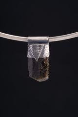 Himalayan Terminated Black Dravite Tourmaline Gem - Stack Pendant - Textured & oxidised - 925 Sterling Silver - Crystal Necklace - No.31