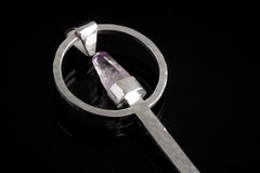 Spice / Ceremonial Spoon - Vera Cruz Amethyst Quartz Point - 925 Cast Silver - Unique Hammer Textured - Crystal Pendant Necklace -