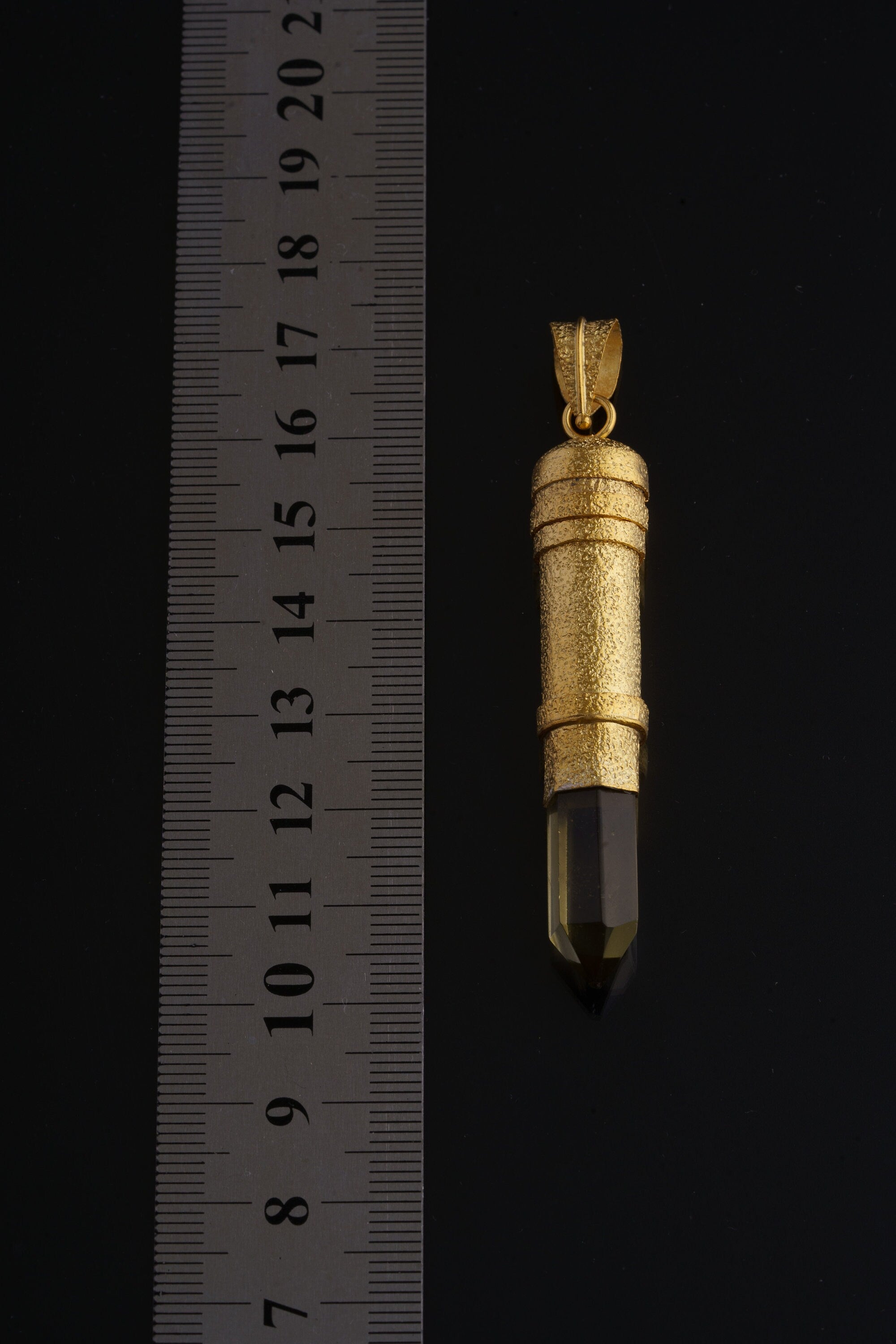 Cut Citrine Generator Quartz - Sizable Solid Capsule Locket - Stash Urn - Textured & Gold Plated Sterling Silver Pendant - No 11