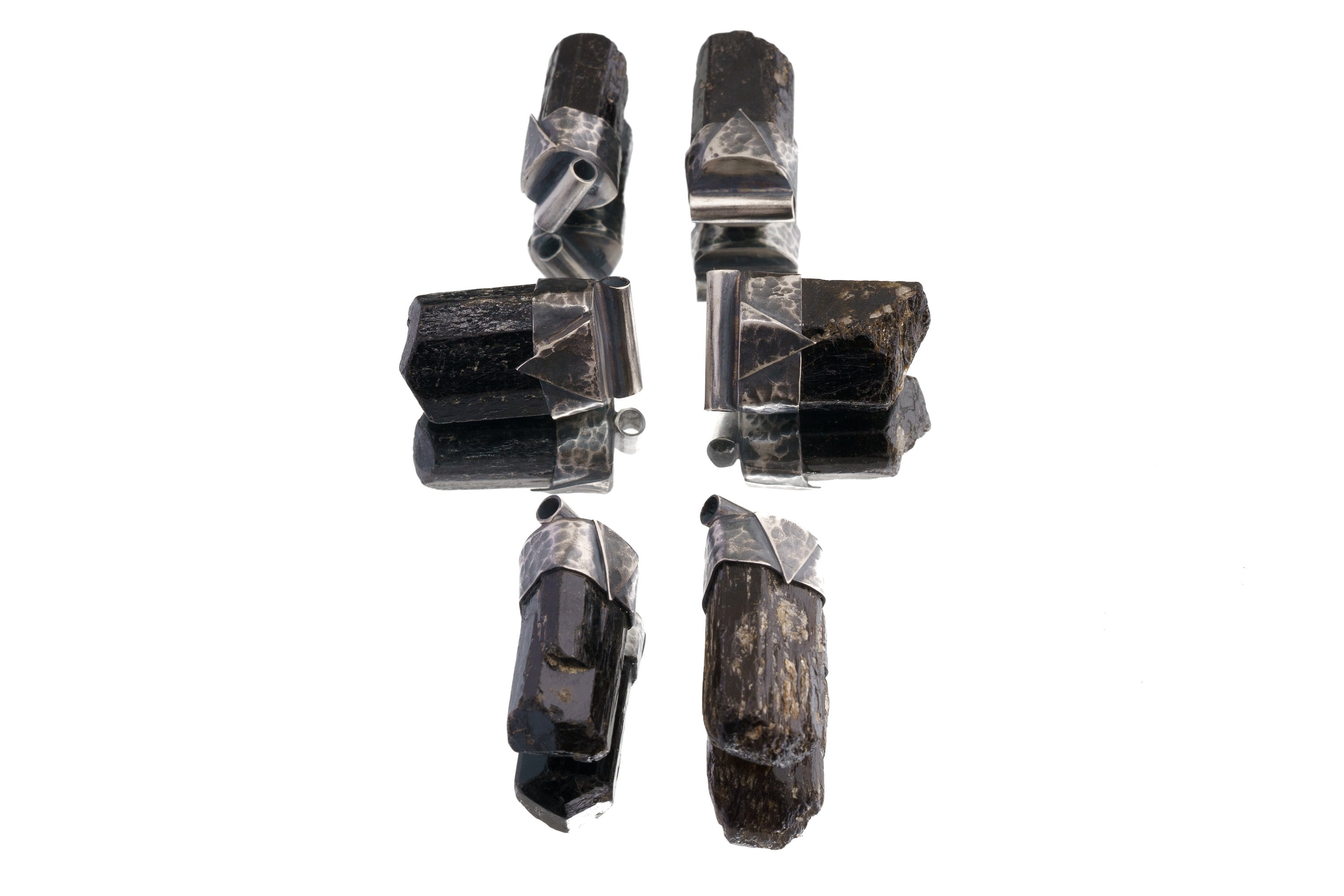 Big Himalayan Terminated Black Dravite Tourmaline Gem - Stack Pendant -Textured & oxidised - 925 Sterling Silver - Crystal Necklace - No. 23
