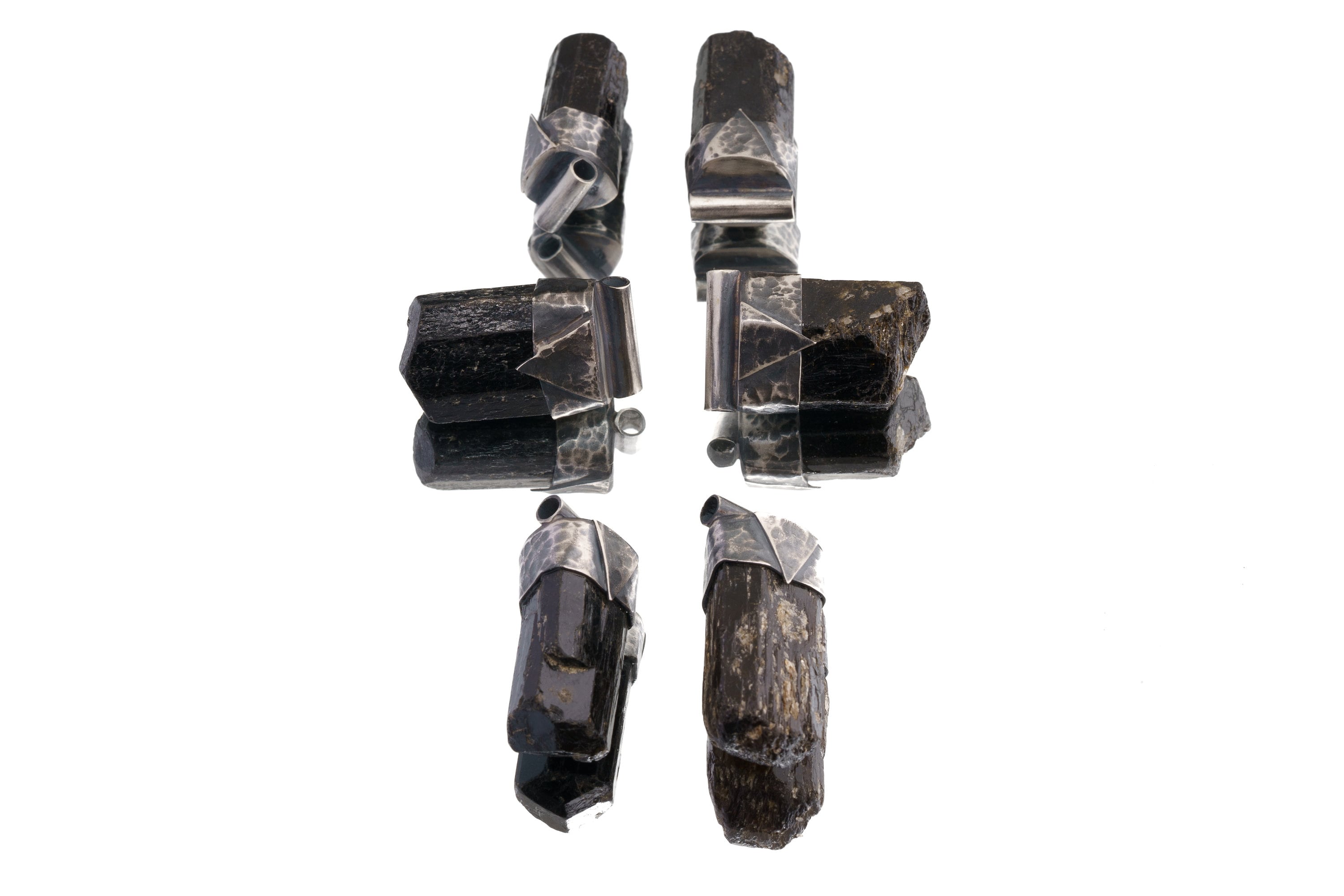 Himalayan Terminated Black Dravite Tourmaline Stack Pendant, Textured & Oxidized 925 Sterling Silver,Capricorn Zodiac,Unique Gift - No.33