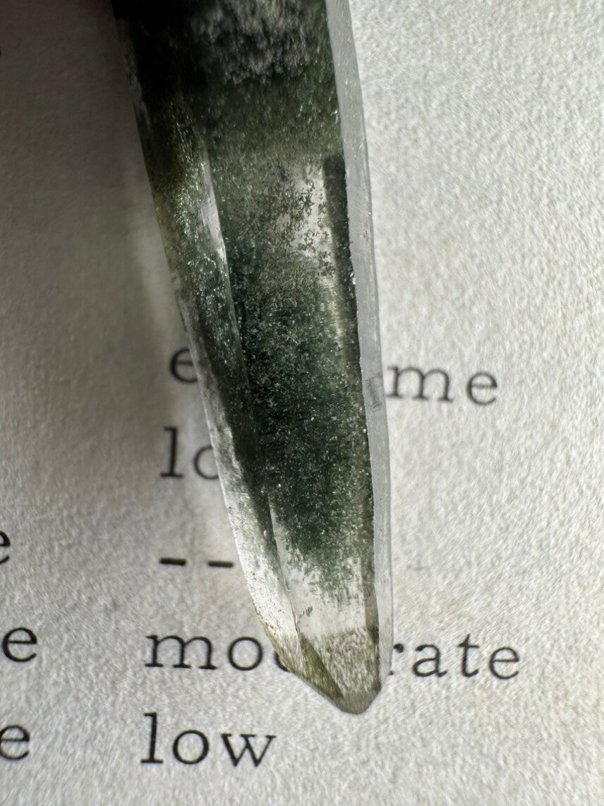 Nepali Green Chlorite Phantom Laser Quartz with a South Sea Pearl - Stack Pendant - Textured & Oxidised 925 Sterling Silver - NO 23