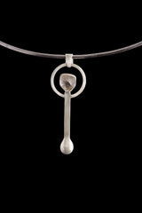 Bezel Set Himalayan Quartz Point - Spice / Ceremonial Spoon - 925 Cast Silver - Unique Hammer Textured - Crystal Pendant Necklace -