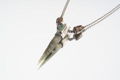 Emerald Matrix - Optical Clear Himalayan Inclusion Quartz with Australian Emerald and Dravite Tourmaline in Oxidized Sterling Silver Pendant