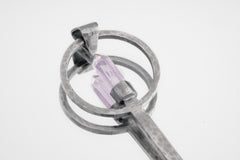 Cut Amethyst Generator Point - Spice / Ceremonial Spoon - 925 Cast Silver - Oxidised Hammered Textured - Crystal Pendant Necklace