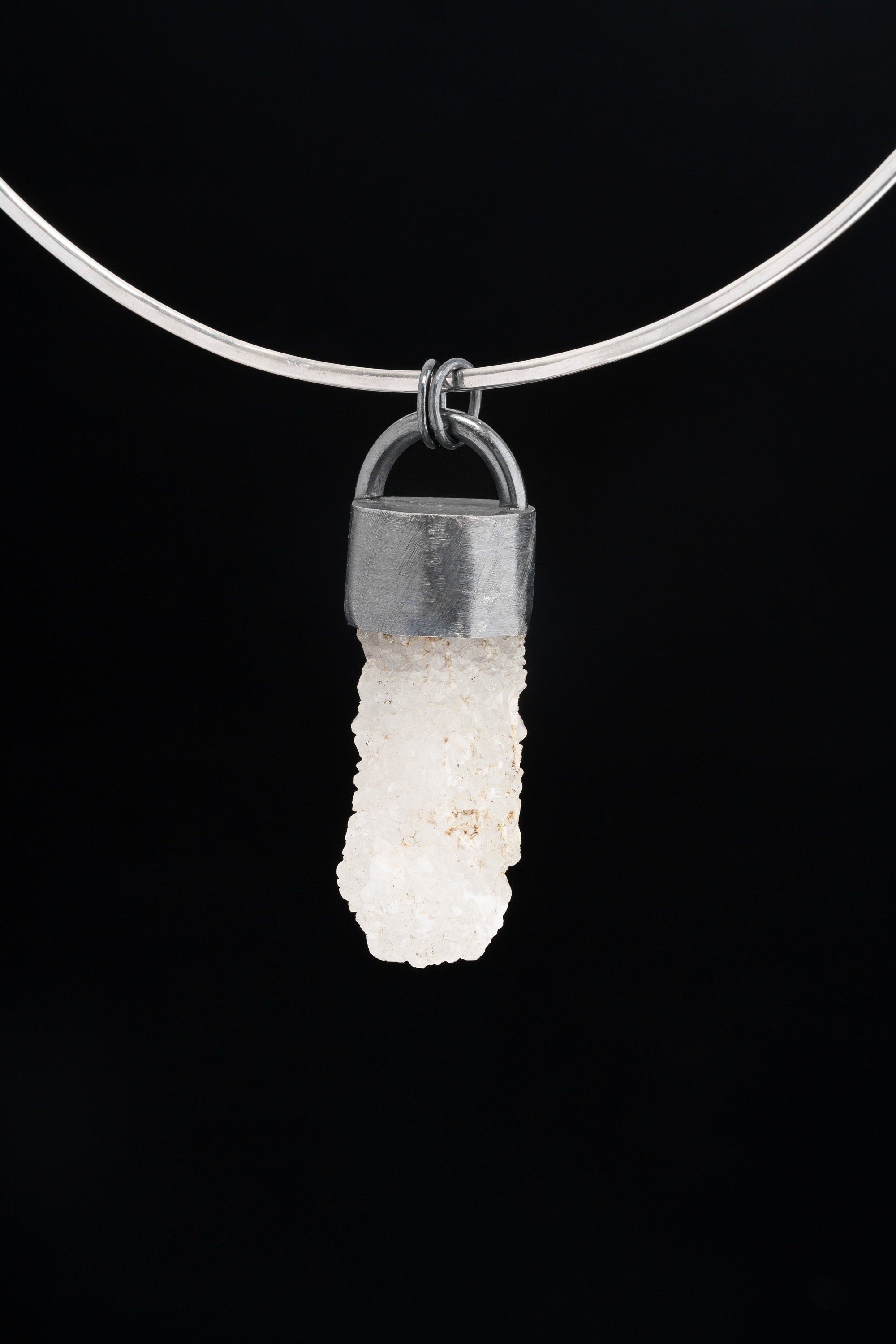 White Oracle: Finger Sized Withe African Spirit Quartz - Sterling Silver Crystal Pendant