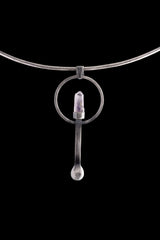 Lemurian Twin Vera Cruz Amethyst - Ceremonial Spoon - 925 Cast Silver - Oxidised Brush Textured