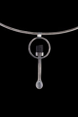 Chunkty Natural Black Tourmaline Stick - Ceremonial Spoon - Solid 925 Cast Silver - Unique Brush Textured - Crystal Pendant Necklace