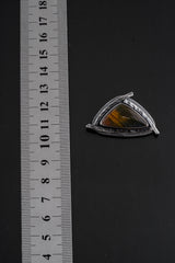 Tiger's Triad - Tiger Eye - Stack Pendant - Textured & oxidised - 925 Sterling Silver - Crystal Pendant