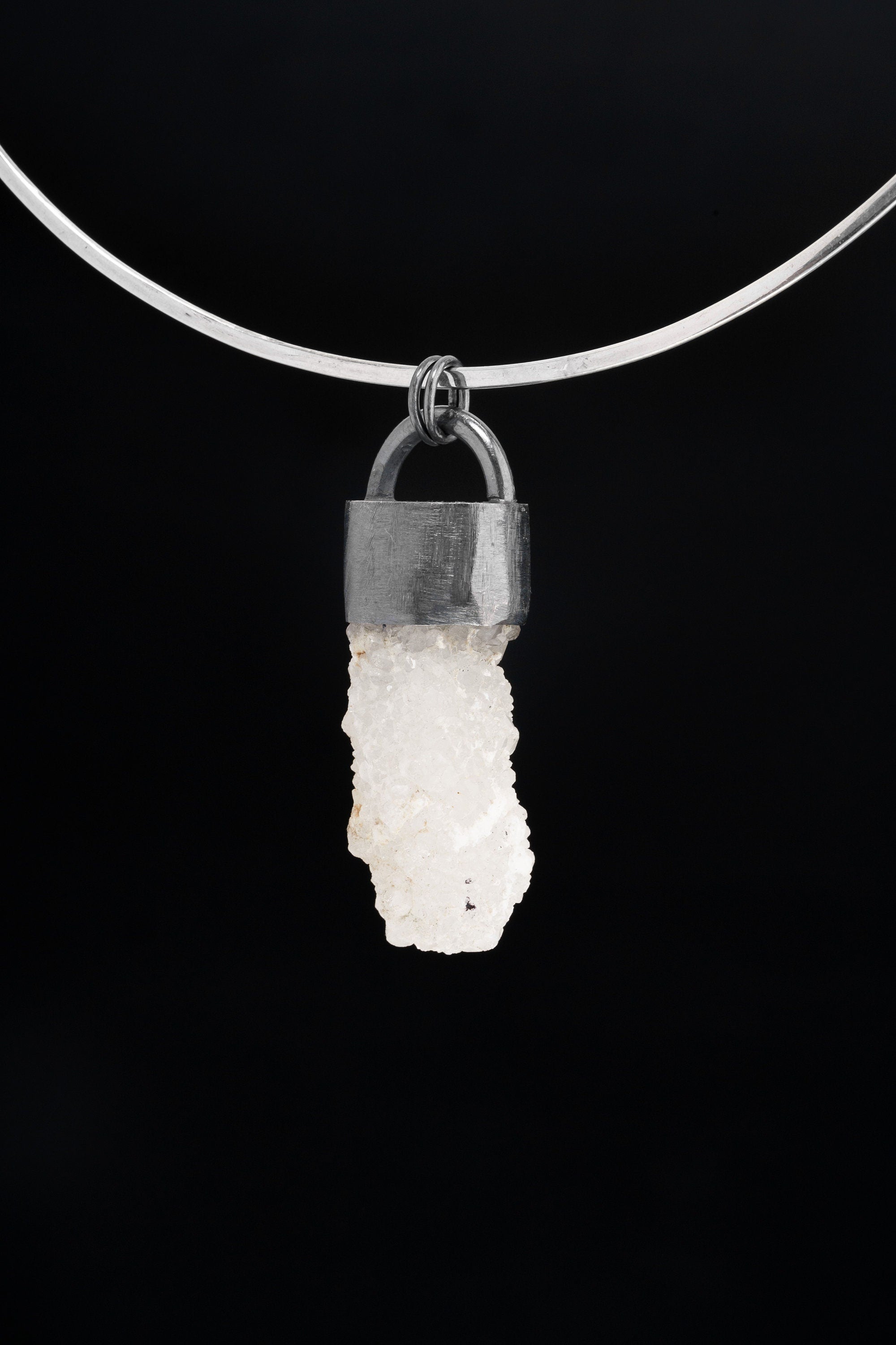 White Oracle: Finger Sized Withe African Spirit Quartz - Sterling Silver Crystal Pendant