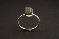 Gem Green Tourmaline with Pink Core - Size 6 1/4 US - Fine Sterling Silver Crystal Ring