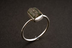 Gem Green Tourmaline with Pink Core - Size 6 1/4 US - Fine Sterling Silver Crystal Ring