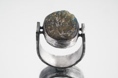 Mystic Oculus - Labradorite - Size 9 US - Large Brutalist Sterling Silver Ring