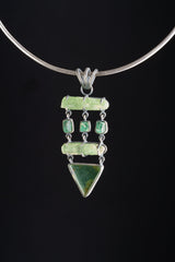 Heart Symphony: Green Kyanite, Australian Emerald, and Chrysoprase - Sterling Silver Pendant