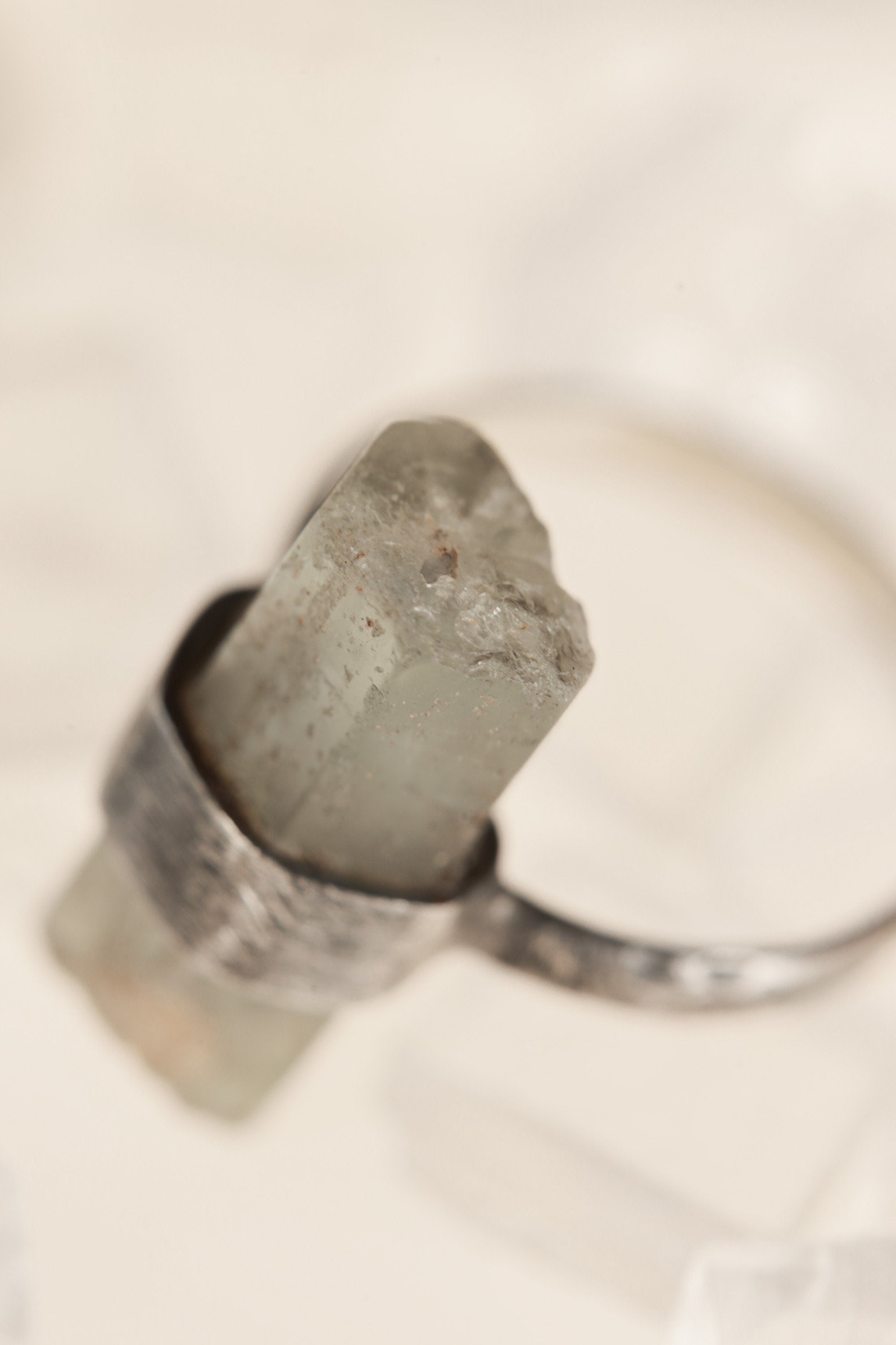 Textured & Oxidized Sterling Silver Torrington Ring with Raw Australian Aquamarine, Size 5 1/2,Pisces Zodiac, Emotional Balance- NO/12