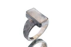 Rectangular Blue Moonstone - Unisex/Men - Size 8 US - Large Sterling Silver Ring