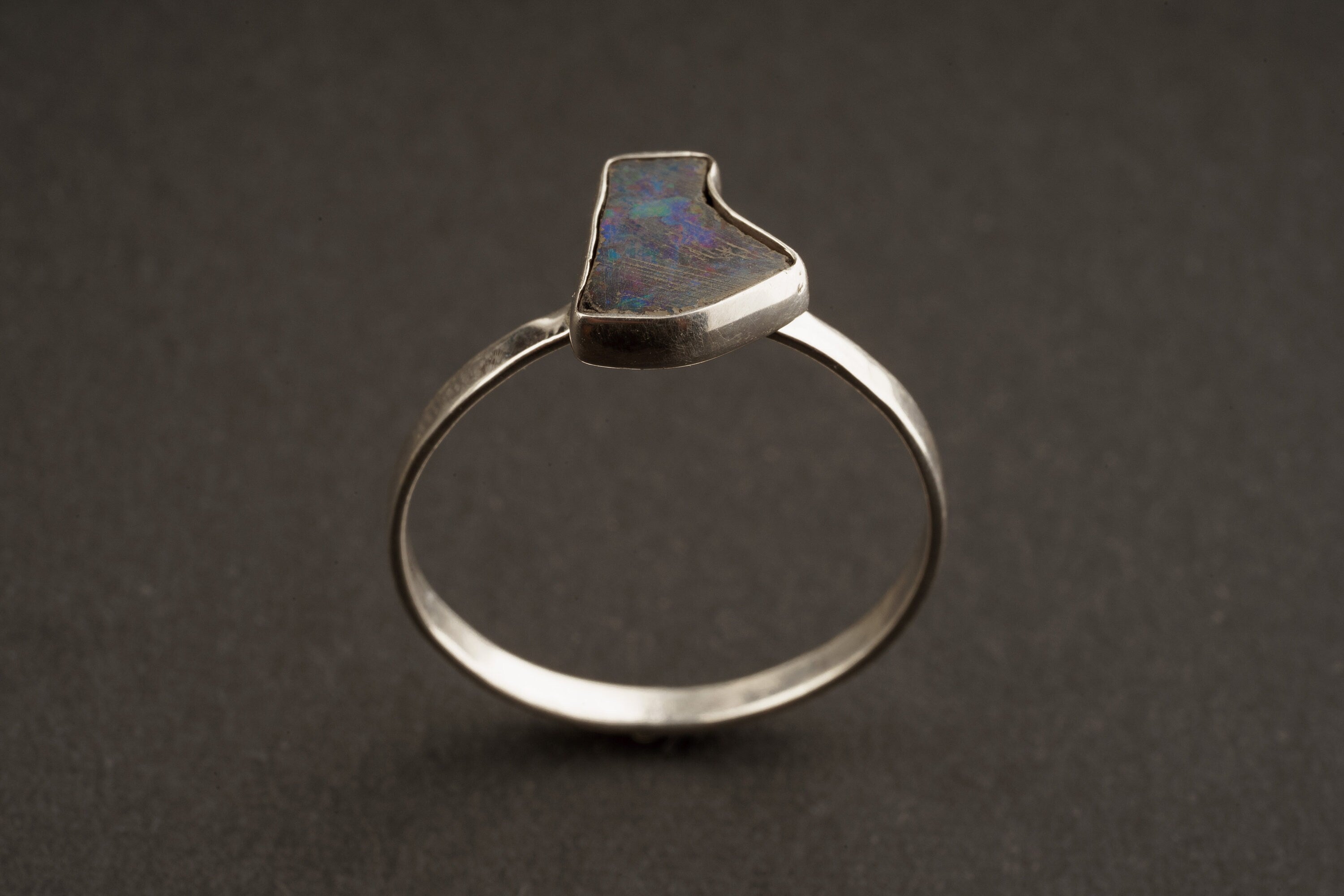 Black Lightning Elegance - Lightning Ridge Opal Doublet - Size 6 1/2 US - Fine Sterling Silver Crystal Ring