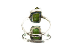 Gem Green Tourmaline - Size 5 1/2 US - Fine Sterling Silver Crystal Ring