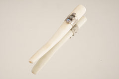 Mystic Harmony: Three Circular Blue Moonstones - Antique Bone Inhalation Tube