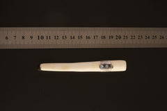 Mystic Harmony: Three Circular Blue Moonstones - Antique Bone Inhalation Tube